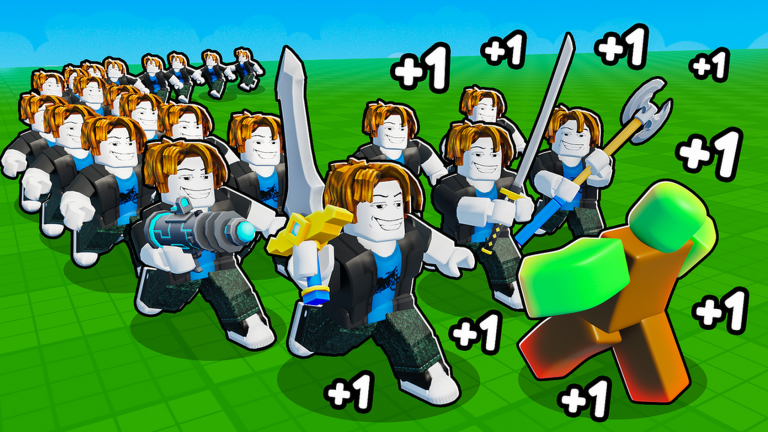 Official +1 Clone Evolution screenshot with characters and enemies
